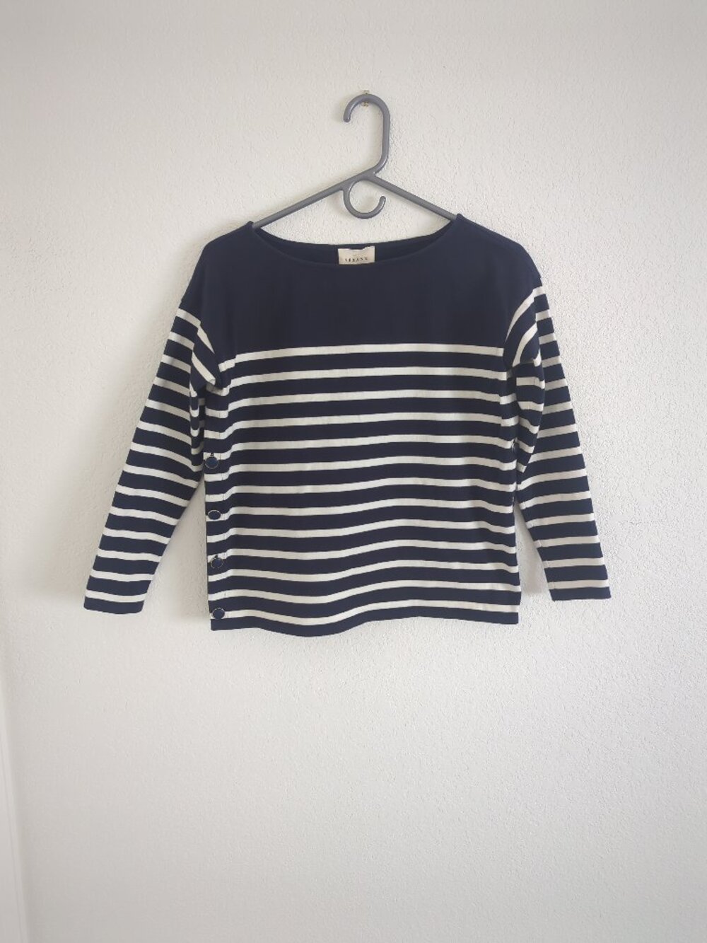Sezane Noan Mariniere Striped Boat Neck Navy Top Size XXS